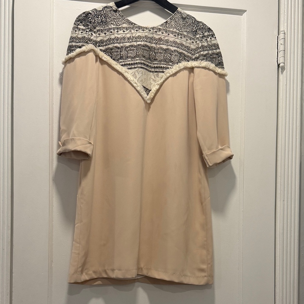 Pinkyotto Cream and Black Tunic Top